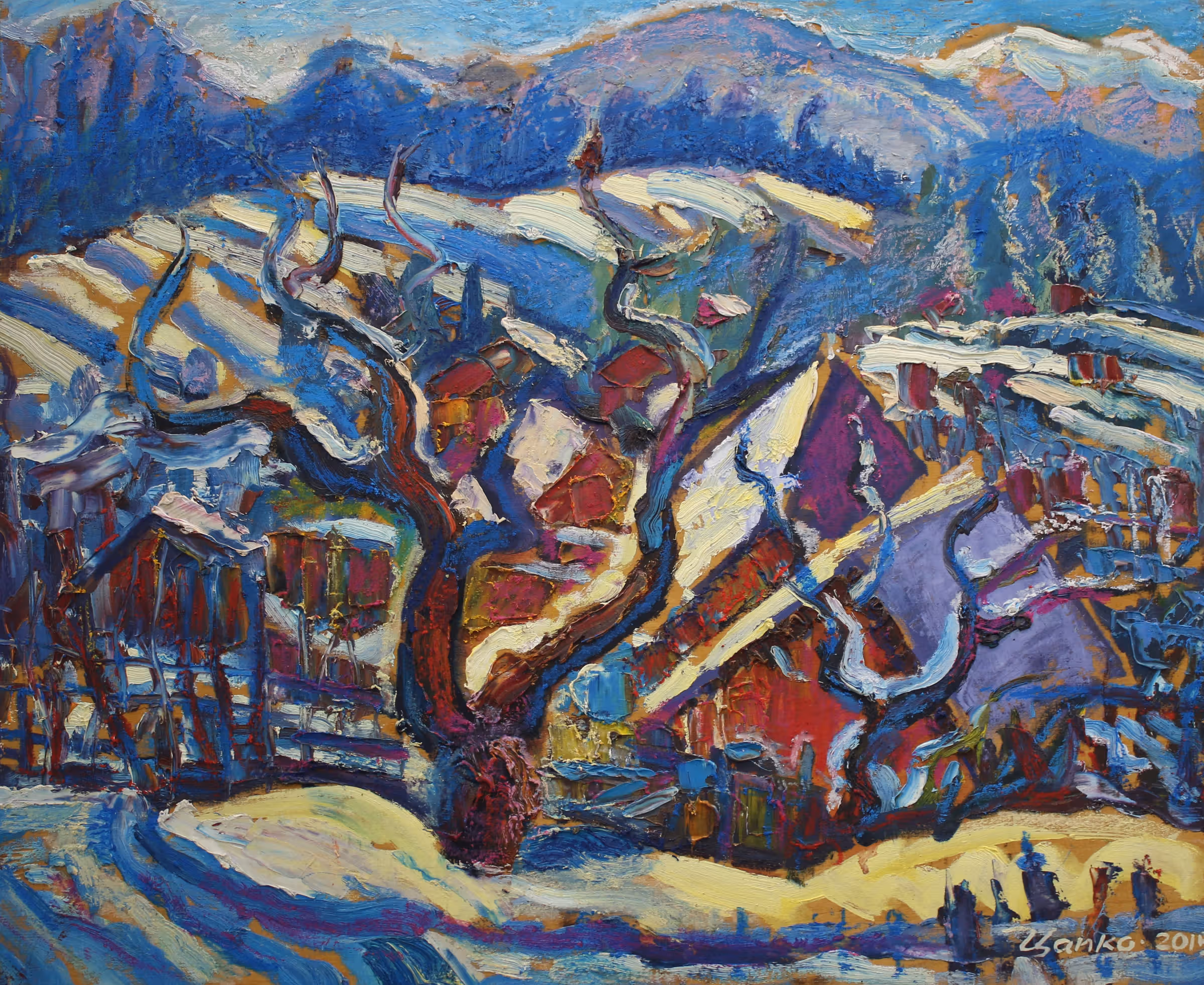 «Зима у Ворохті», олія на фанері, 50x60, 2015