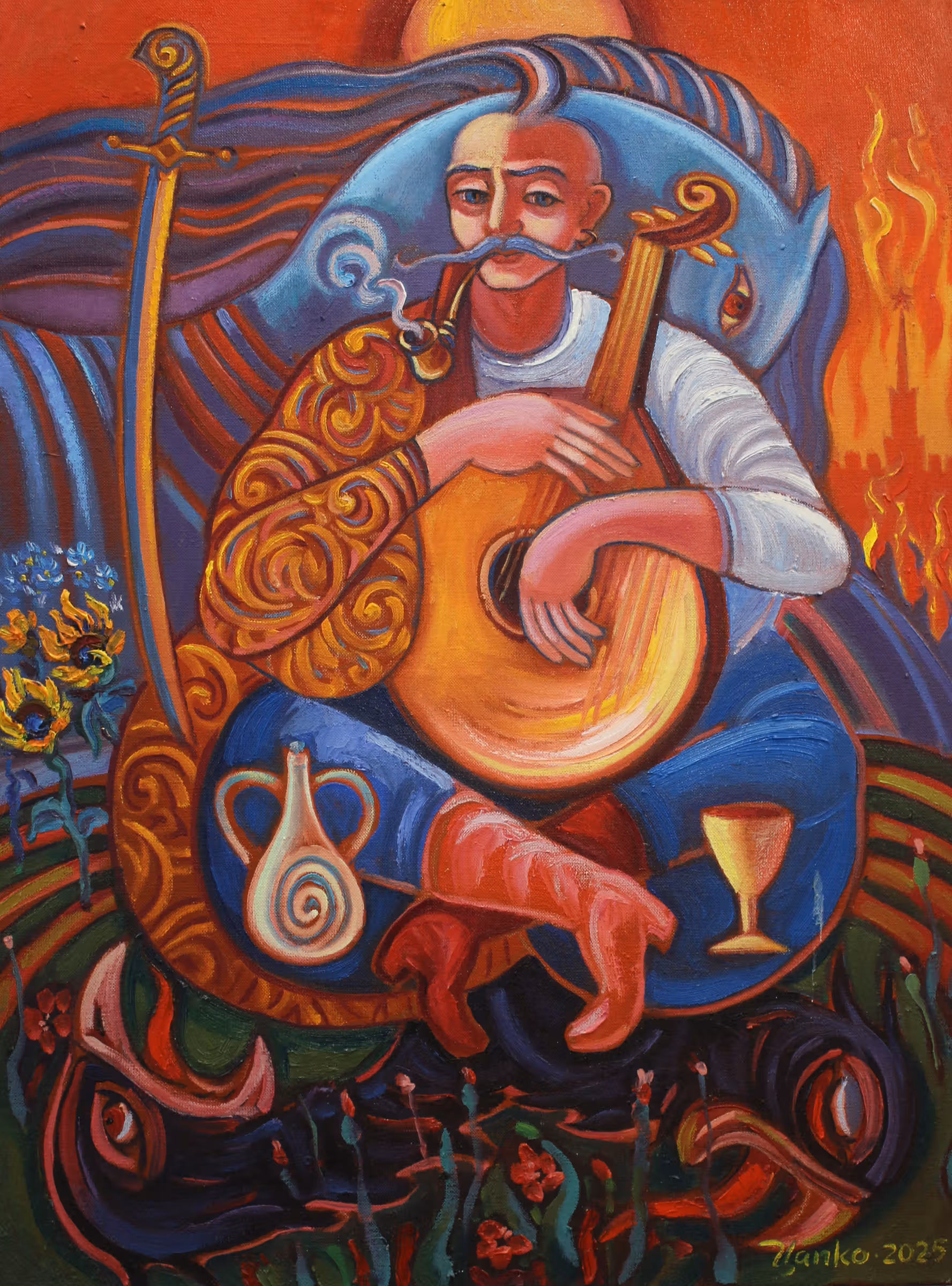 «Козак Мамай», полотно, олія, 80x60, 2025