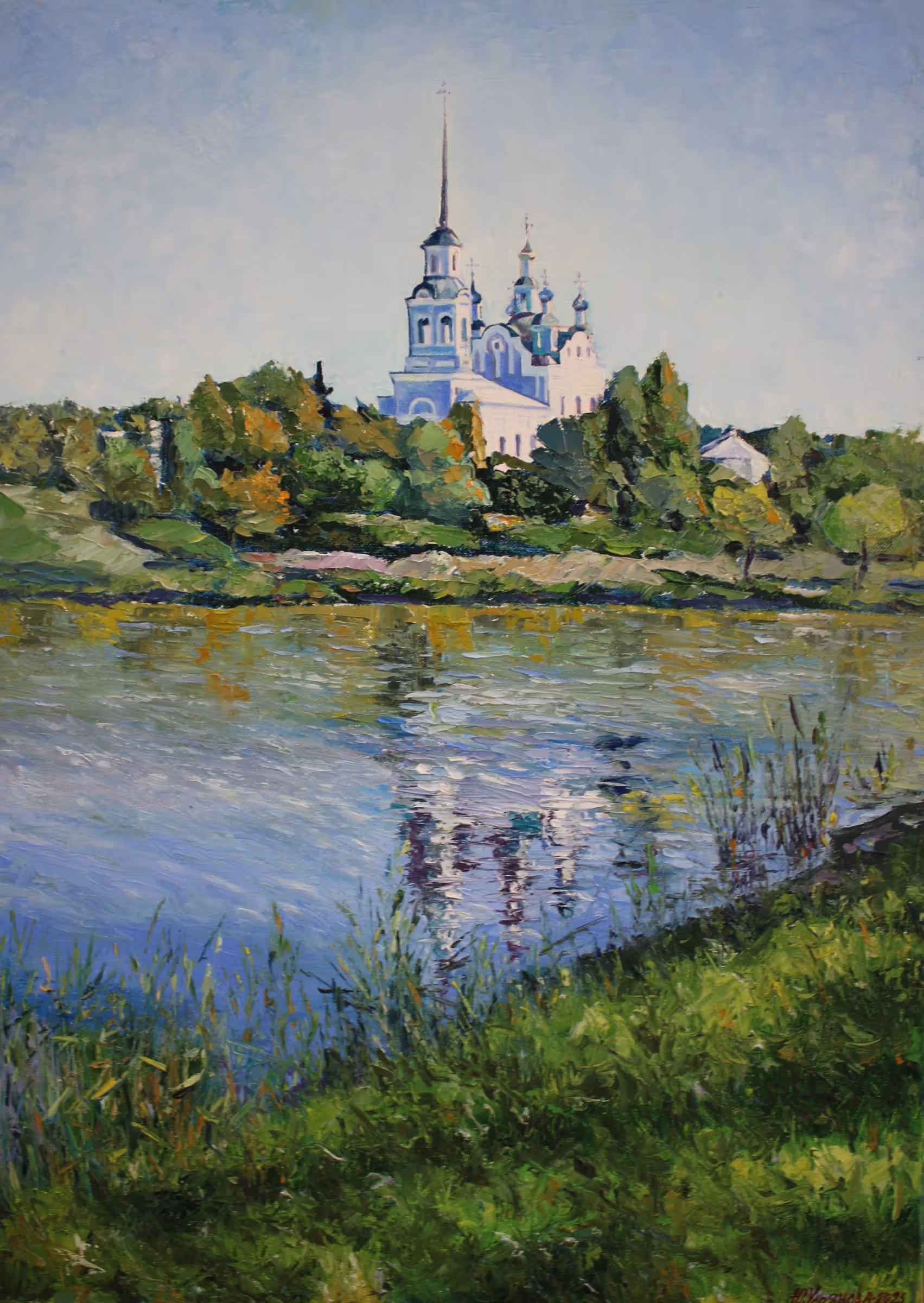 Храм Святителя Миколая в Горішніх Плавнях. Полотно, олія, 70х50, 2023