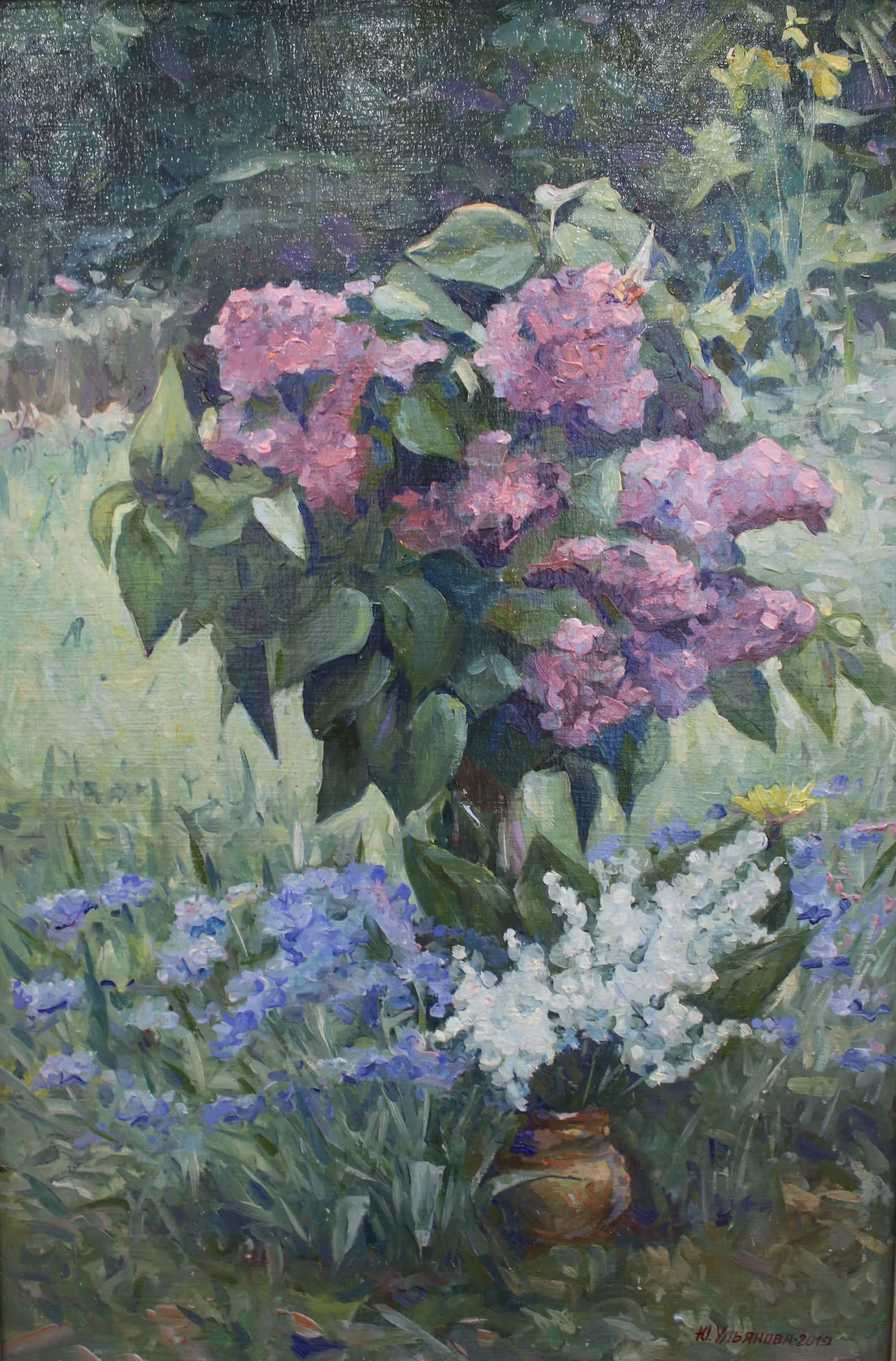 Травень в саду. Полотно, оргаліт, олія, 60х40, 2019