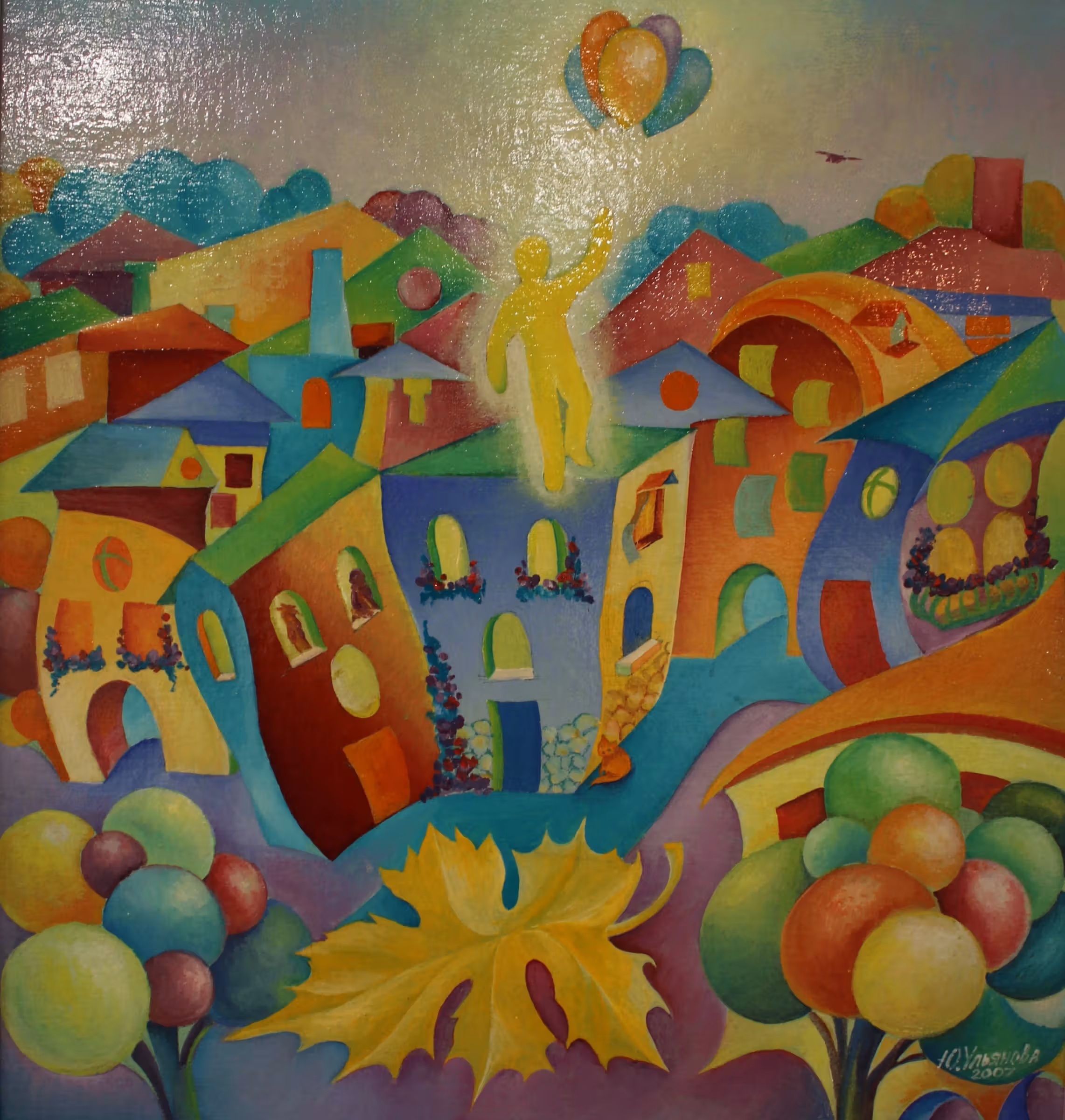 Політ над містом. Оргаліт, олія, 50х47, 2007