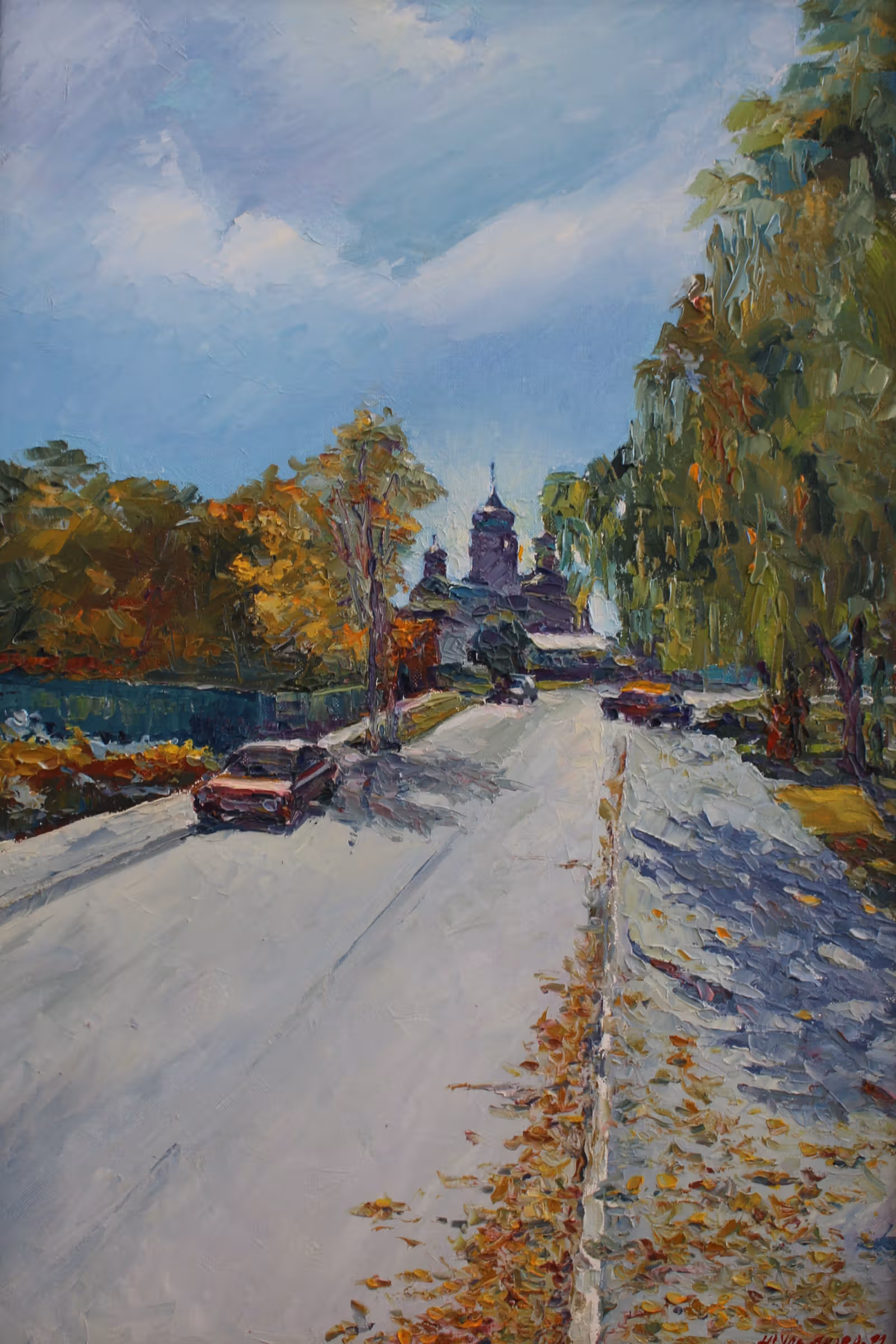 Дорога до храму. Козельщина. Полотно, олія, 60х40, 2021