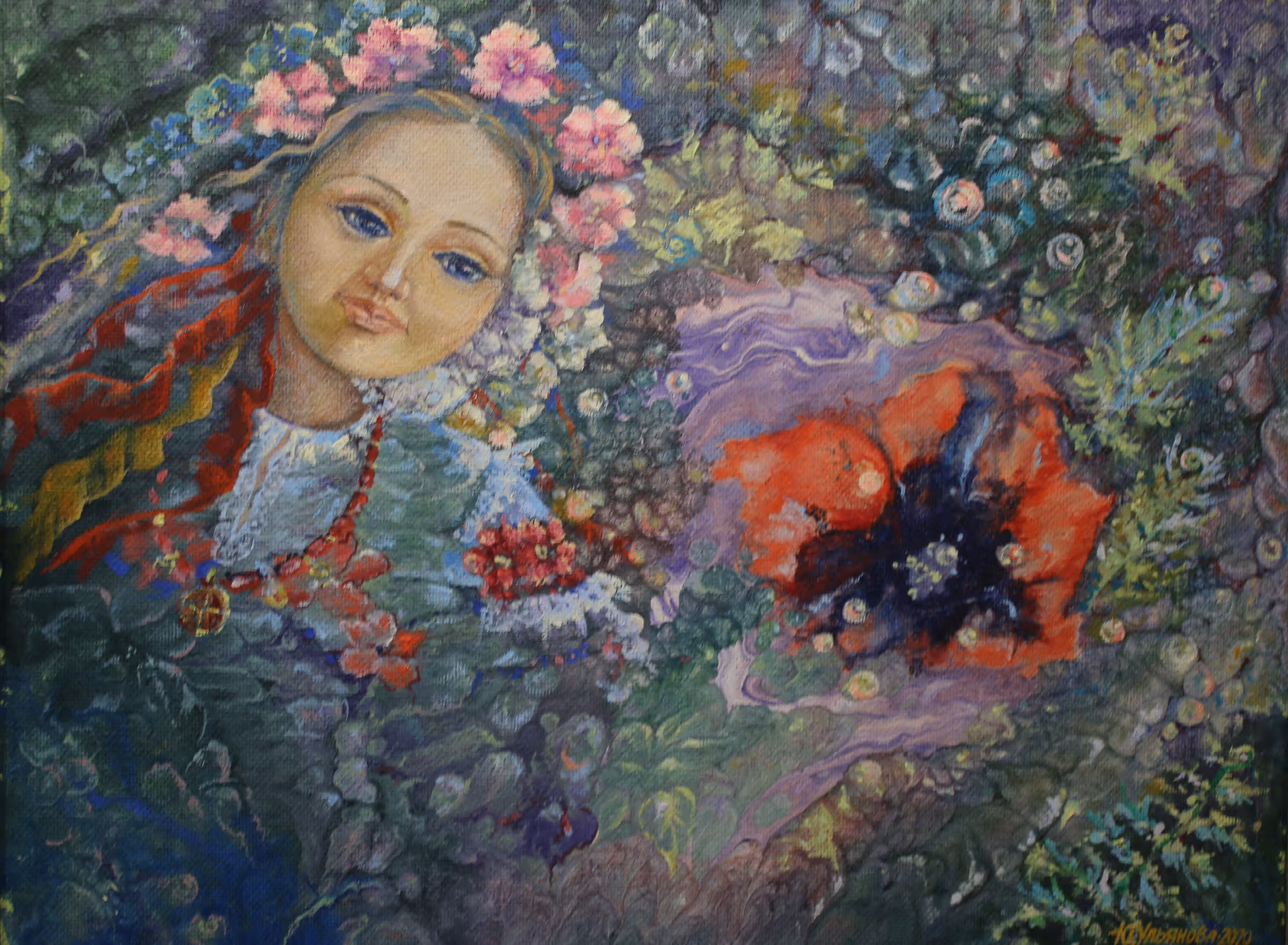 Цвіт папороті. Оргаліт, акрил, олія, 43х56, 2020