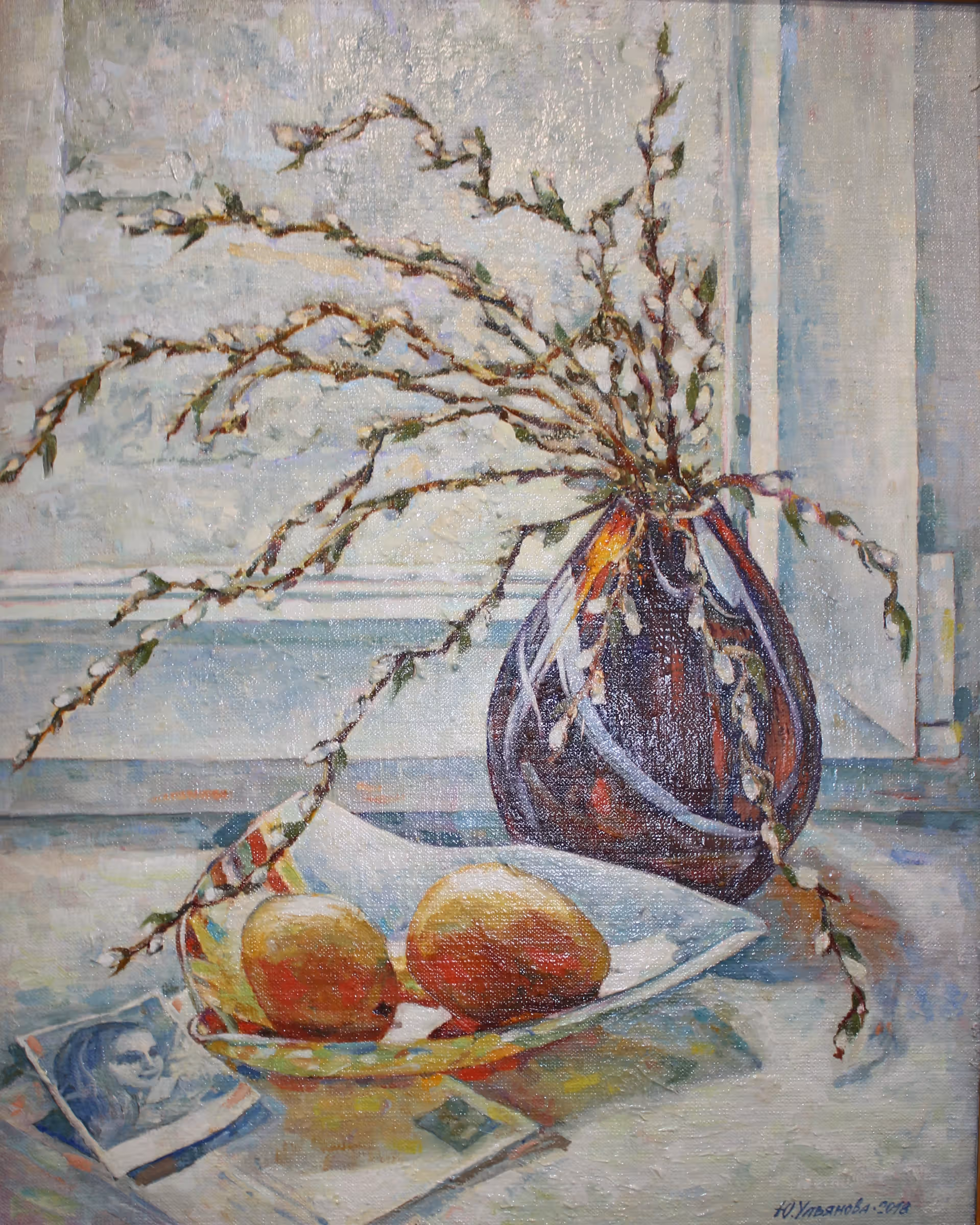 Верба цвіте. Полотно, олія, оргаліт, 50х40, 2018